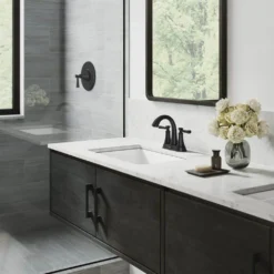 American Standard Rumson 4 In. Centerset 2-Handle Bathroom Faucet In Matte Black -The Home Depot matte black american standard centerset bathroom faucets 7417201 243 4f 1000