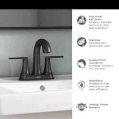 American Standard Corsham 4 In. Centerset 2-Handle Bathroom Faucet In Matte Black -The Home Depot matte black american standard centerset bathroom faucets 7428201 243 40 1000