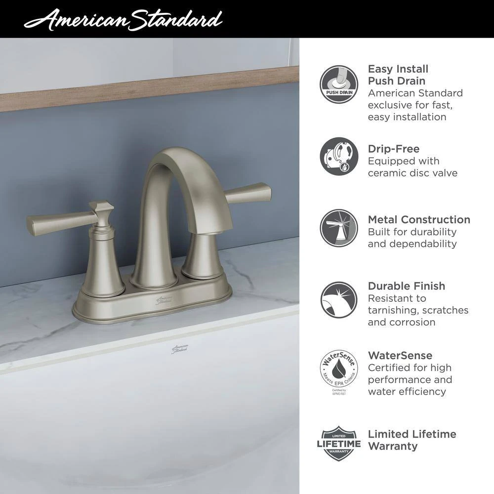 American Standard Rumson 4 In. Centerset Double Handle Bathroom Faucet In Matte Black (2-pack) 3 American Standard Rumson 4 In. Centerset Double Handle Bathroom Faucet In Matte Black (2-pack) - Image 3
