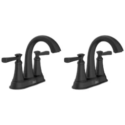 American Standard Rumson 4 In. Centerset Double Handle Bathroom Faucet In Matte Black (2-pack)