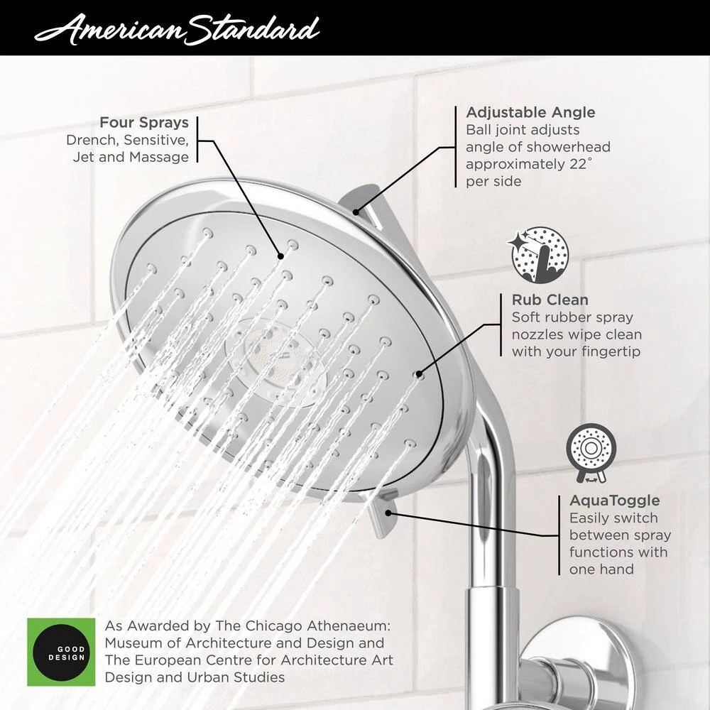 American Standard Spectra 4-Spray Patterns With 1.8 GPM 7 In. Wall Mount Fixed Shower Head In Matte Black 3 American Standard Spectra 4-Spray Patterns With 1.8 GPM 7 In. Wall Mount Fixed Shower Head In Matte Black - Image 3