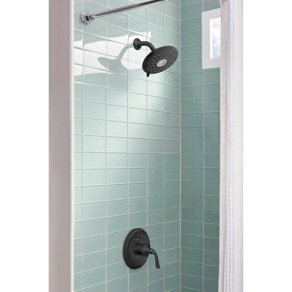 American Standard Spectra 4-Spray Patterns With 1.8 GPM 7 In. Wall Mount Fixed Shower Head In Matte Black 2 American Standard Spectra 4-Spray Patterns With 1.8 GPM 7 In. Wall Mount Fixed Shower Head In Matte Black - Image 2