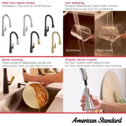 American Standard Aspirations 18 In. Single Handle Pull Down Triple Sprayer Kitchen Faucet With 360° Swivel Spout In Matte Black -The Home Depot matte black american standard pull down kitchen faucets 1048812430 4f 1000