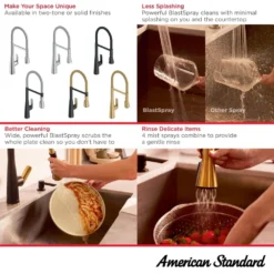 American Standard Aspirations 20 In. Semi-Pro Pull Down Sprayer Kitchen Faucet With 360° Swivel Spout In Matte Black -The Home Depot matte black american standard pull down kitchen faucets 1048822430 4f 1000