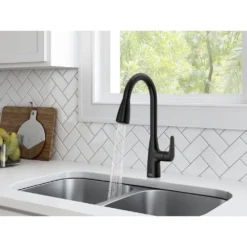 American Standard Colony Pro Touchless Single Handle Pull Down Sprayer Kitchen Faucet In Matte Black -The Home Depot matte black american standard pull down kitchen faucets 7077380 243 4f 1000