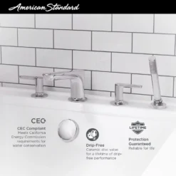 American Standard Studio S 2-Handle Deck-Mount Roman Tub Faucet For Flash Rough-in Valve With Hand Shower In Matte Black -The Home Depot matte black american standard roman tub faucets t105901 243 40 1000