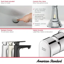 American Standard Aspirations Petite Single Hole Deck Mount Bathroom Faucet With Drain In Matte Black -The Home Depot matte black american standard single hole bathroom faucets 7061131 243 c3 1000