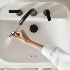 American Standard Aspirations 8 In. Widespread 2-Handle Pull Out Bathroom Faucet With Drain Matte Black -The Home Depot matte black american standard widespread bathroom faucets 7061821 243 fa 1000