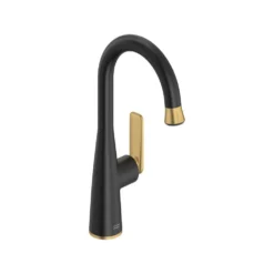 The Home Depot 46 American Standard Aspirations Single Handle Pull-Down Bar Faucet In Matte Black / Brushed Cool Sunrise