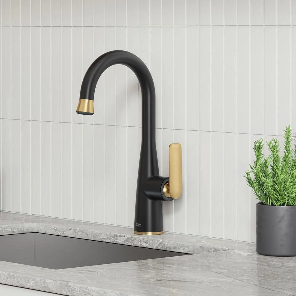 American Standard Aspirations Single Handle Pull-Down Bar Faucet In Matte Black / Brushed Cool Sunrise 2 American Standard Aspirations Single Handle Pull-Down Bar Faucet In Matte Black / Brushed Cool Sunrise - Image 2