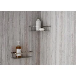 American Standard Passage 60 In. X 72 In. 2-Piece Glue-Up Alcove Shower Wall With Corner Shelf In Pewter Travertine -The Home Depot pewter travertine american standard alcove shower walls surrounds p2693 370 1f 1000