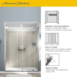 American Standard Passage 60 In. X 72 In. 2-Piece Glue-Up Alcove Shower Wall With Corner Shelf In Pewter Travertine -The Home Depot pewter travertine american standard alcove shower walls surrounds p2693 370 76 1000
