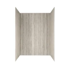 American Standard Passage 60 In. X 72 In. Left Drain 4-Piece Glue-Up Alcove Shower Wall, Shelf, Door And Base Kit In Pewter Travertine -The Home Depot pewter travertine american standard shower stalls kits p2739lho 370 44 1000