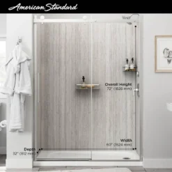 American Standard Passage 60 In. X 72 In. 2-Piece Glue-Up Alcove Shower Wall And Base Kit With Right Hand Drain In Pewter Travertine -The Home Depot pewter travertine american standard shower stalls kits p2747rho 370 a0 1000