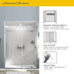 American Standard Passage 60 In. X 72 In. Left Drain 4-Piece Glue-Up Alcove Shower Wall, Shelf, Door And Base Kit In Platinum Marble -The Home Depot platinum marble american standard shower stalls kits p2739lho 374 c3 1000
