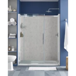 American Standard Passage 60 In. X 72 In. Left Drain 4-Piece Glue-Up Alcove Shower Wall, Shelf, Door And Base Kit In Platinum Marble -The Home Depot platinum marble american standard shower stalls kits p2739lho 374 fa 1000
