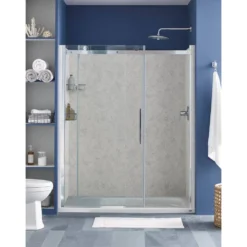American Standard Passage 60 In. X 72 In. Right Drain 4-Piece Glue-Up Alcove Shower Wall, Shelf, Door And Base Kit In Platinum Marble -The Home Depot platinum marble american standard shower stalls kits p2739rho 374 fa 1000
