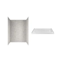 American Standard Passage 60 In. X 72 In. 2-Piece Glue-Up Alcove Shower Wall And Base Kit With Right Hand Drain In Platinum Marble