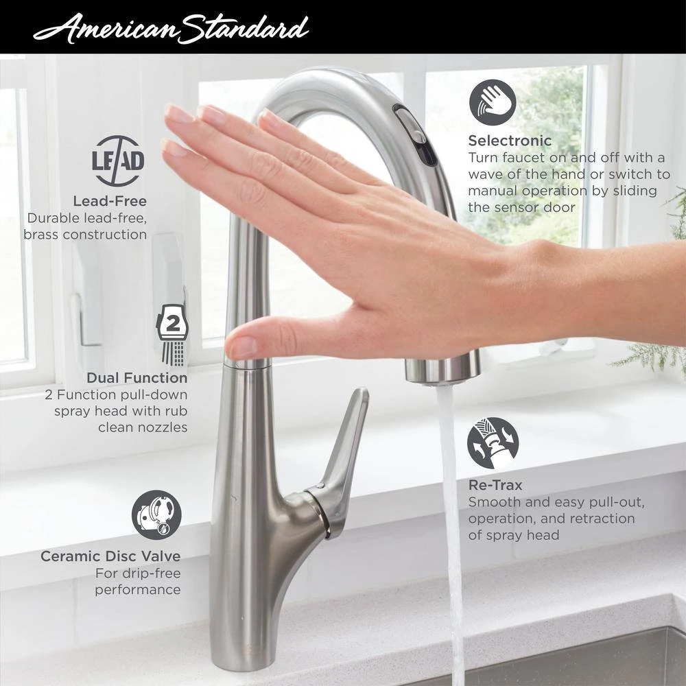 American Standard Delancey Single-Handle Pull-Down Bar Faucet With Pull-Down Spray In Polished Chrome 6 American Standard Delancey Single-Handle Pull-Down Bar Faucet With Pull-Down Spray In Polished Chrome - Image 6