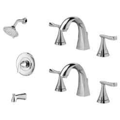 American Standard Single-Handle 3-Spray Tub And Shower Faucet With Two 8 In. Bathroom Faucet Set In Polished Chrome (Valve Included)