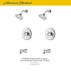 American Standard Chatfield Single-Handle 3-Spray Tub And Shower Faucet With 1.8 GPM (Set Of 2) In Polished Chrome (Valve Included) -The Home Depot polished chrome american standard bathtub shower faucet combos chattubshwch bd 40 1000