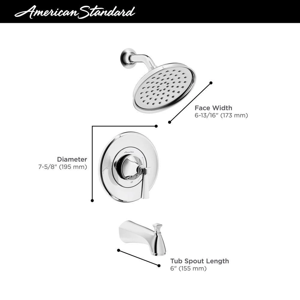 American Standard Rumson 4 In. Centerset Bathroom Faucet And Single-Handle 1-Spray Tub And Shower Faucet Set In Polished Chrome 5 American Standard Rumson 4 In. Centerset Bathroom Faucet And Single-Handle 1-Spray Tub And Shower Faucet Set In Polished Chrome - Image 5