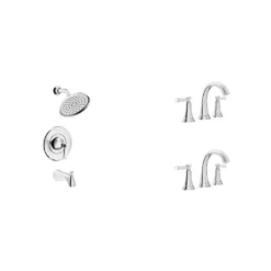American Standard Rumson Widespread Bathroom Faucet Set And SingleHandle 3-Spray Tub And Shower Faucet In Polished Chrome (Valve Included)
