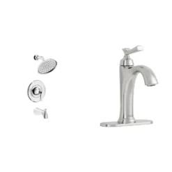American Standard Rumson Single-Hole Bathroom Faucet And Single-Handle 3-Spray Tub And Shower Faucet In Polished Chrome (Valve Included)