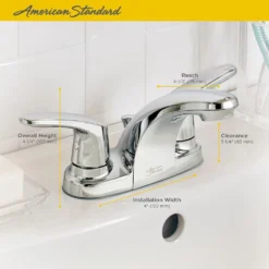 American Standard Colony Pro 4 In. Centerset 2-Handle Low-Arc Bathroom Faucet With Metal Drain In Polished Chrome -The Home Depot polished chrome american standard centerset bathroom faucets 7075200 002 a0 1000