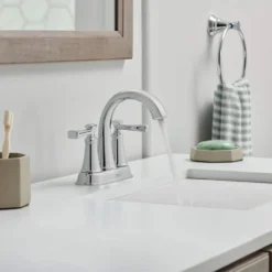 American Standard Rumson 4 In. Centerset 2-Handle Bathroom Faucet In Polished Chrome -The Home Depot polished chrome american standard centerset bathroom faucets 7417201 002 44 1000