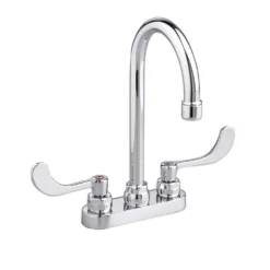 American Standard Monterrey 4 In. Centerset 2-Handle 0.5 GPM Gooseneck Faucet With Vandal-Resistant Wrist Blade Handles In Polished Chrome