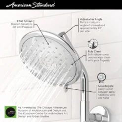American Standard Spectra+ 4-Spray 7 In. Single Wall Mount Fixed Rain Shower Head In Polished Chrome -The Home Depot polished chrome american standard fixed shower heads 9038074 002 a0 1000