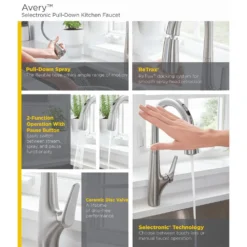 American Standard Avery Selectronic Single-Handle Pull-Down Sprayer Kitchen Faucet In Chrome -The Home Depot polished chrome american standard pull down kitchen faucets 4901380 002 40 1000