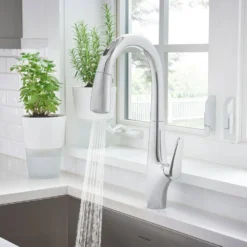 American Standard Avery Selectronic Single-Handle Pull-Down Sprayer Kitchen Faucet In Chrome -The Home Depot polished chrome american standard pull down kitchen faucets 4901380 002 66 1000