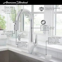 American Standard Saybrook Filtered Single-Handle Pull Down Sprayer Kitchen Faucet In Polished Chrome 12 American Standard Saybrook Filtered Single-Handle Pull Down Sprayer Kitchen Faucet In Polished Chrome -The Home Depot polished chrome american standard pull down kitchen faucets 4902330 002 40 1000