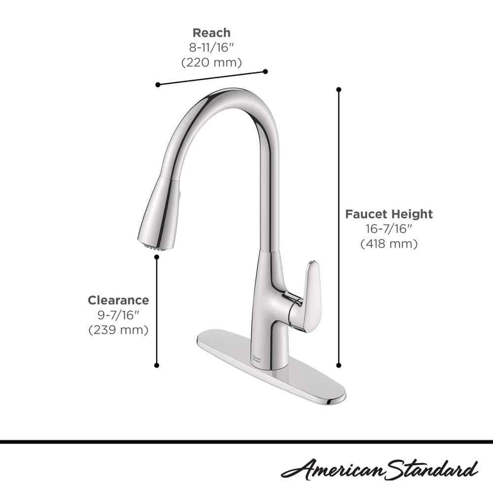 American Standard Colony Pro Single Handle Pull Down Sprayer Kitchen Faucet In Polished Chrome 4 American Standard Colony Pro Single Handle Pull Down Sprayer Kitchen Faucet In Polished Chrome - Image 4