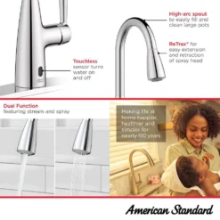 American Standard Single-Handle Fairbury 2S Touchless Pull Down Sprayer Kitchen Faucet With Soap Dispenser In Polished Chrome -The Home Depot polished chrome american standard pull down kitchen faucets 7418381 002 40 1000