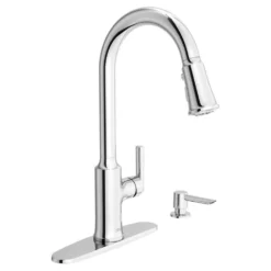 American Standard Raviv Single Handle Pull Down Sprayer Kitchen Faucet With Triple Spray And Lever Handles In Polished Chrome