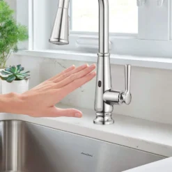 American Standard Palestra Touchless Single Handle Pull Down Sprayer Kitchen Faucet With Dual Spray In Polished Chrome -The Home Depot polished chrome american standard pull down kitchen faucets 7438381 002 40 1000