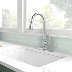 American Standard Palestra Touchless Single Handle Pull Down Sprayer Kitchen Faucet With Dual Spray In Polished Chrome -The Home Depot polished chrome american standard pull down kitchen faucets 7438381 002 e1 1000