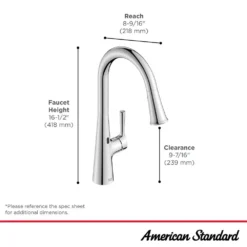 American Standard Southport 16.5 In. Single Handle Pull Down Sprayer Kitchen Faucet With 180° Spout Swivel In Polished Chrome -The Home Depot polished chrome american standard pull down kitchen faucets 7441381 002 40 1000