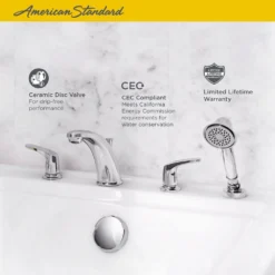 American Standard Colony PRO 2-Handle Deck-Mount Roman Tub Faucet For Flash Rough-in Valves With Hand Shower In Polished Chrome -The Home Depot polished chrome american standard roman tub faucets t075921 002 40 1000