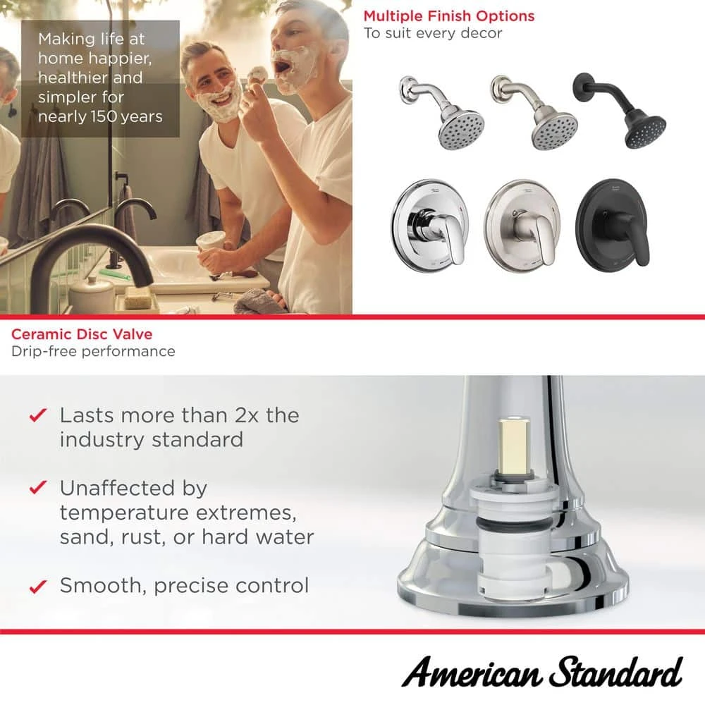 American Standard Colony PRO 1-Handle Water Saving Shower Faucet Trim Kit For Flash Valves In Polished Chrome (Valve Not Included) 2 American Standard Colony PRO 1-Handle Water Saving Shower Faucet Trim Kit For Flash Valves In Polished Chrome (Valve Not Included) - Image 2