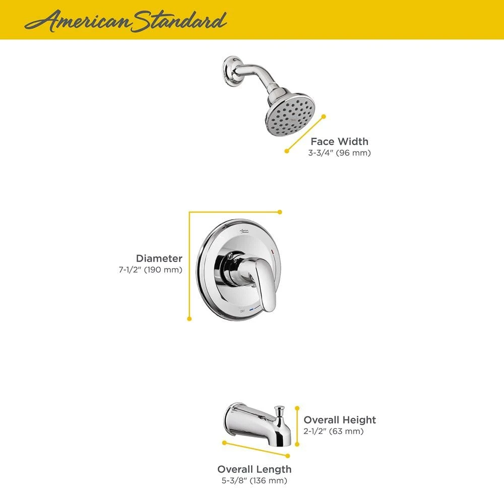 American Standard Colony PRO 1-Handle Water Saving Tub And Shower Trim Kit For Flash Valves In Polished Chrome (Valve Not Included) 4 American Standard Colony PRO 1-Handle Water Saving Tub And Shower Trim Kit For Flash Valves In Polished Chrome (Valve Not Included) - Image 4