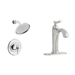 American Standard Rumson Single Hole Bathroom Faucet And Single-Handle 1-Spray Shower Faucet In Polished Chrome (Valve Included)