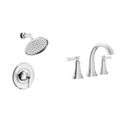 American Standard Rumson 8 In. Widespread Bathroom Faucet And Single-Handle 1-Spray Shower Faucet In Polished Chrome (Valve Included)