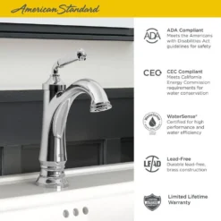 American Standard Delancey Single Hole Single-Handle Bathroom Faucet With Pop-Up Drain In Polished Chrome -The Home Depot polished chrome american standard single hole bathroom faucets 7052107 002 40 1000