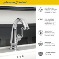 American Standard Delancey Single Hole Single-Handle Bathroom Faucet With Side Handle In Polished Chrome -The Home Depot polished chrome american standard single hole bathroom faucets 7052121 002 40 1000