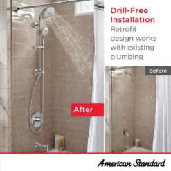 American Standard Spectra Versa 4-Spray Round 24 In. Shower System Kit With Hand Shower 1.8 GPM In Polished Chrome -The Home Depot polished chrome american standard wall bar shower kits 1029120000 a0 1000