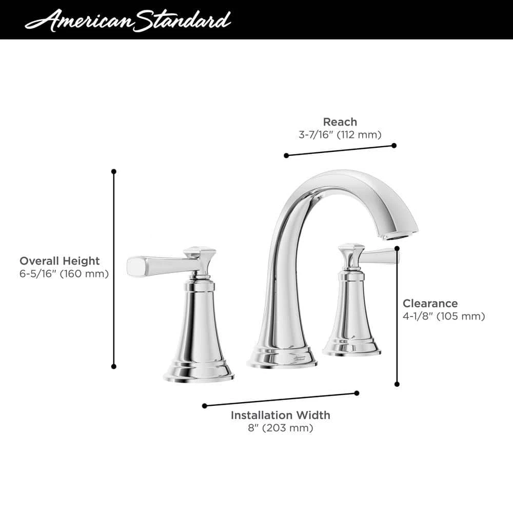 American Standard Rumson 8 In. Widespread Double Handle Bathroom Faucet In Polished Chrome (2-Pack) 4 American Standard Rumson 8 In. Widespread Double Handle Bathroom Faucet In Polished Chrome (2-Pack) - Image 4